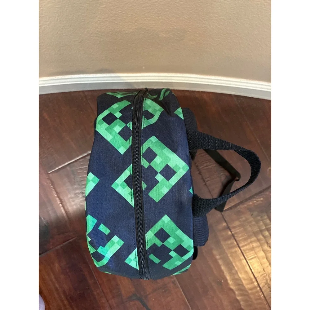Minecraft Backpack OS Navy Green Creeper Pixel Print School Bag